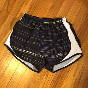 Purple and Yellow Striped Nike Shorts